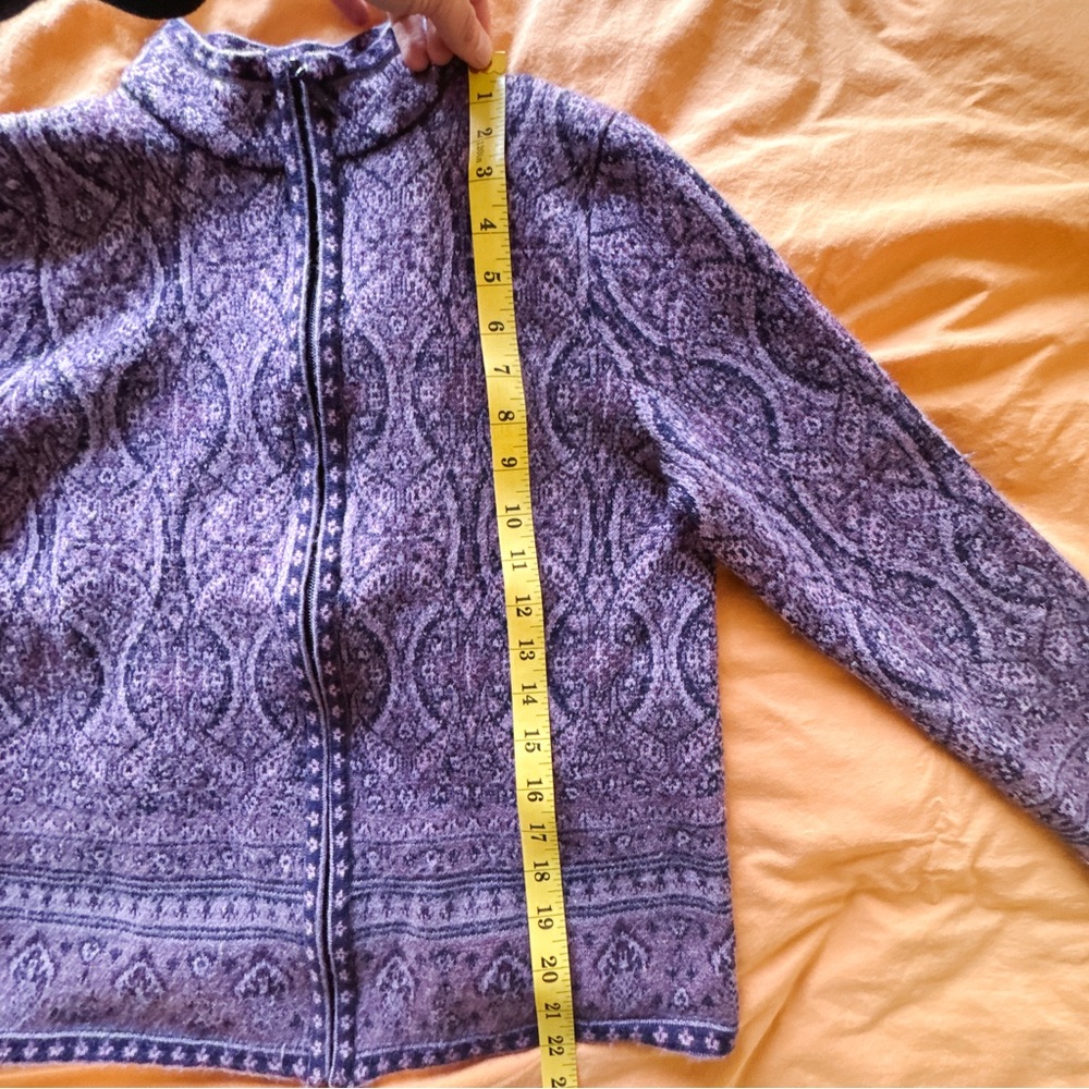 Pendleton Women's Full Zip 100% Merino Wool Lavender Cardigan - Size Medium - Picture 11 of 13